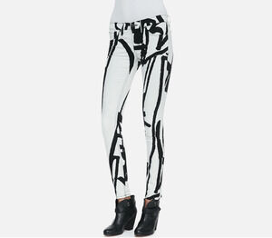 Rag & Bone Jeans Womens Size 32x30 Black & White Robot Geometric Slim Denim